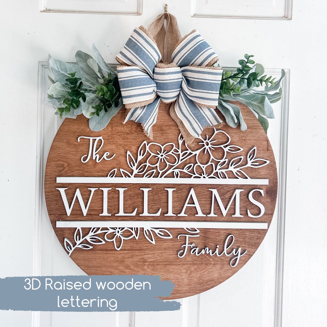 Front Door Hanger Personalized Door Decor Last Name Sign Front Door ...