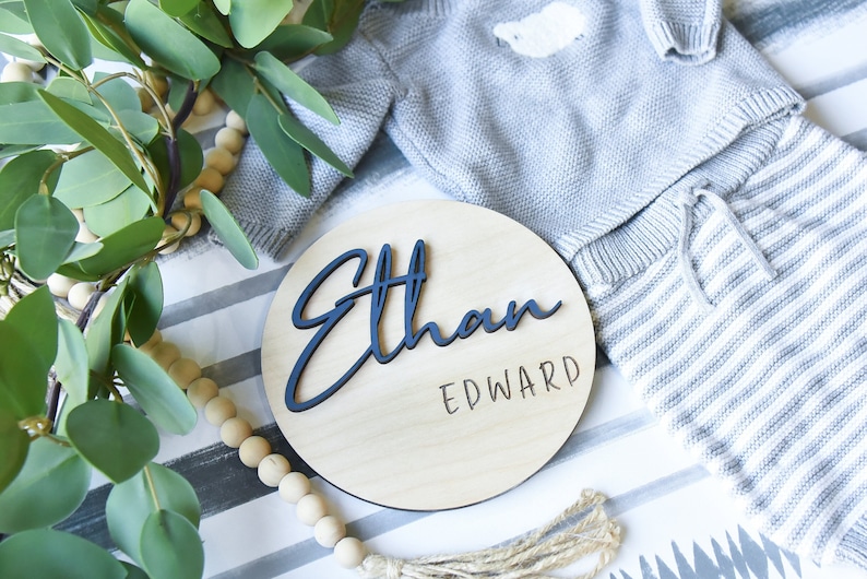 Raised 3D wooden Name.  Birth Announcemnet sign for hospital.