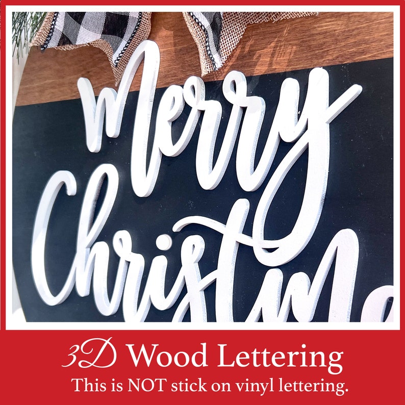 Christmas Front Door Decor Front Door Hanger Wood Door Hanger Christmas Wreath image 2