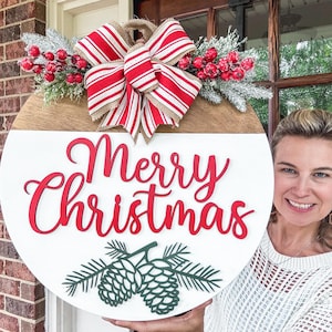 Christmas Front Door Decor | Christmas Front Door Decor | Wood Door Hanger | Christmas Wreath