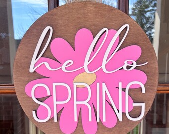 Hello Spring-deurhanger | Voordeurdecoratie lente | Voordeurkrans lente | Decor lente entree