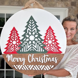 Christmas Door Hanger | Christmas Front Door Decor | Wood Door Hanger | Christmas Wreath