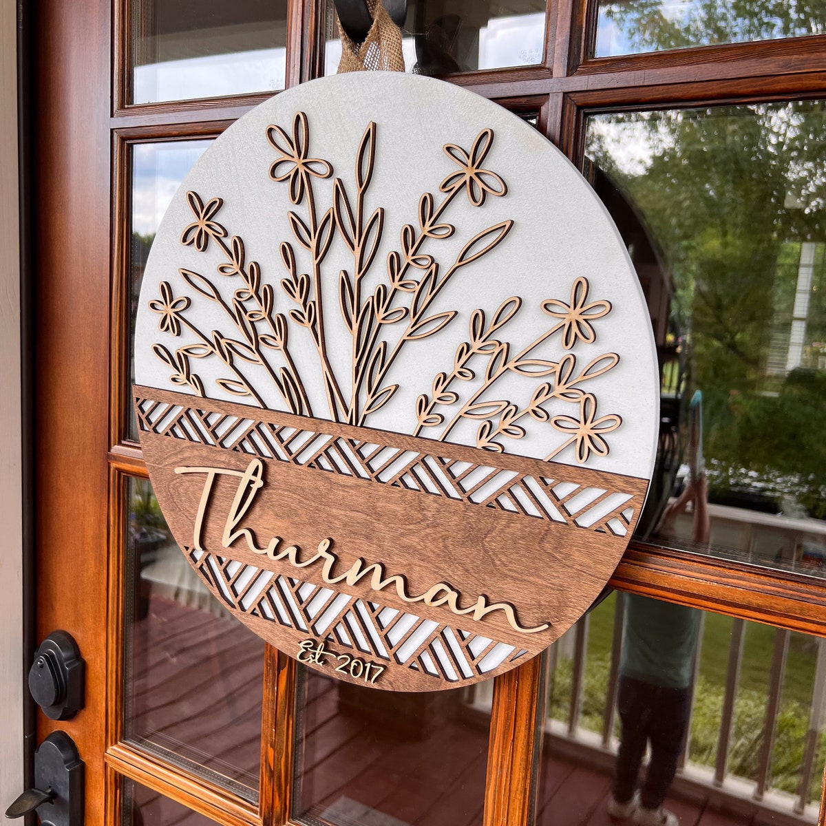 Wooden Door Hanger | Custom Front Door Decor | Front Door Sign | Newlyweds | Engagement Gift - Etsy