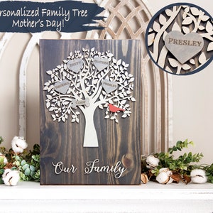 Árbol genealógico de madera personalizado / Recuerdo teñido de nogal