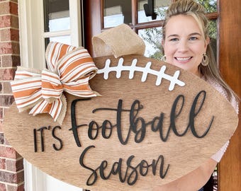 Football Door Hanger | Football shaped door hanger | It's Football Season Door Hanger