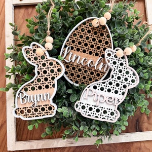 Easter Basket Tag | Ratan Easter Gift Tag | Personalized wooden name tag | Easter Gift Tag