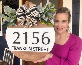 Door Hanger with Address | Front Door Decor | Front Door Sign | Newlyweds | Engagement gift