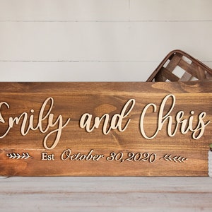 Personalized Wooden Sign Wedding Date Sign Entryway Wall Decor Wedding Gift Newlywed Gift Mantle Decor image 1