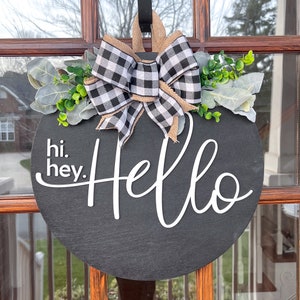 Hi Hey Hello Door Hanger | Hello Front Door Decor | Custom Door Sign ...