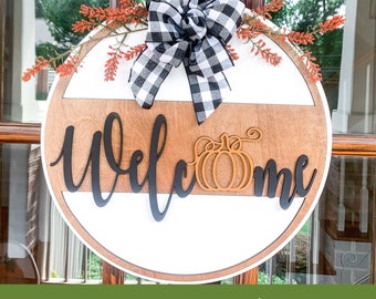 Fall Front Door Decor | Fall Door Hanger | Fall Wreath | Fall Welcome Sign  | Fall Door Wreath | Fall Porch Decor |