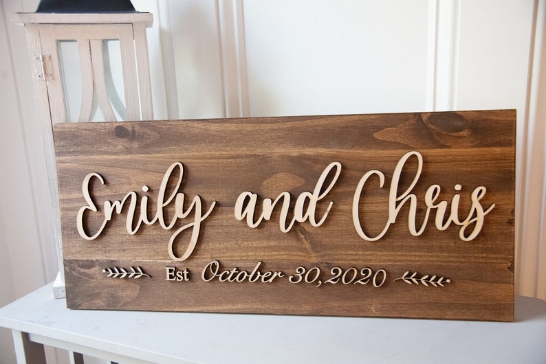 Personalized Wooden Sign Wedding Date Sign Entryway Wall Decor Wedding Gift Newlywed Gift Mantle Decor image 6