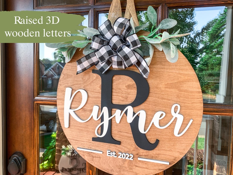 Personalized Wood Door Hanger | Last Name Sign | Front Door Sign | Newlyweds | Engagement gift 