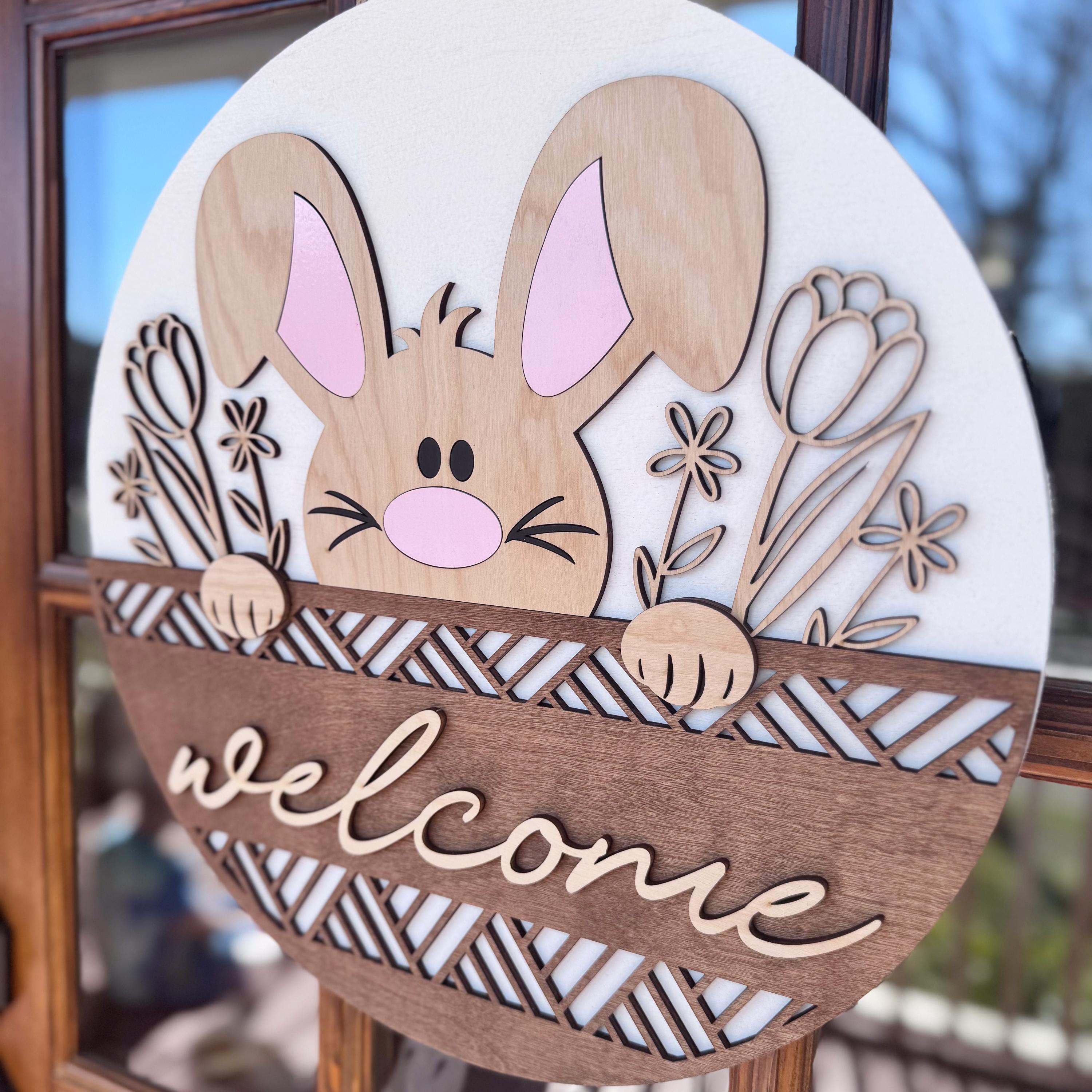 Easter Door Hanger | Welcome Easter Front Door Decor | Easter Front Door Wreath | Spring Door Hanger