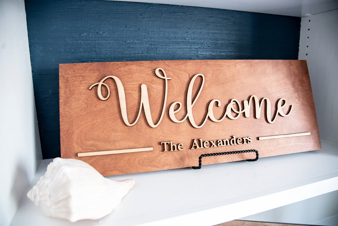 Welcome Last Name Sign Wooden Family Name Sign Established Etsy