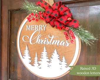 Christmas Door Hanger | Wood Door Hanger | Christmas Wreath