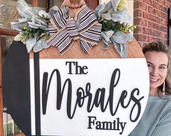 Personalized Door Decor | Front Door Hanger | Last Name Sign | Front Door Sign | Newlyweds | Engagement gift