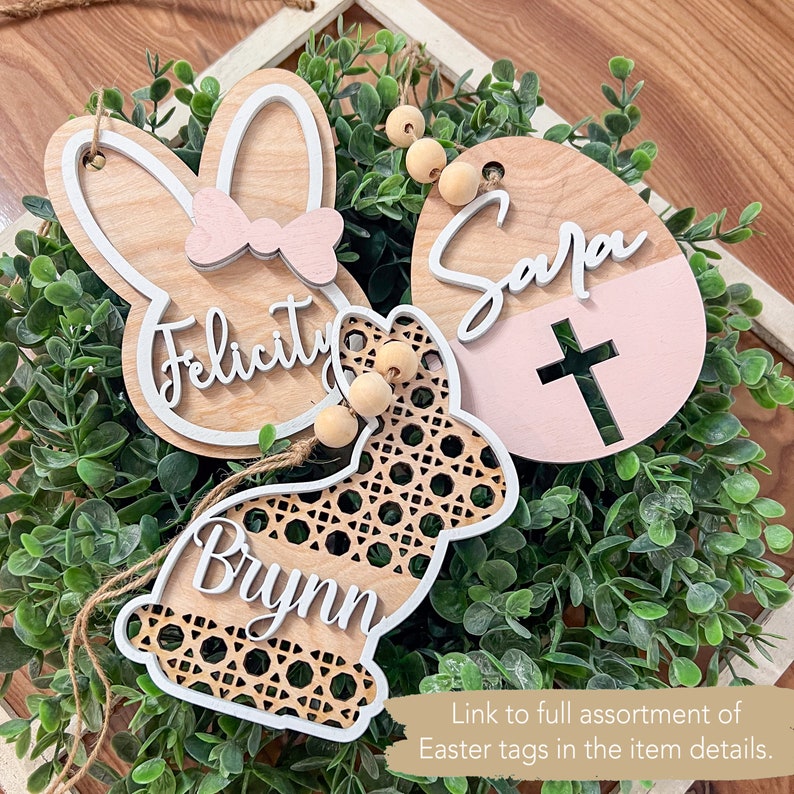 Easter Basket Tag Personalized Easter Gift Tag Personalized wooden name tag Easter Gift Tag image 4