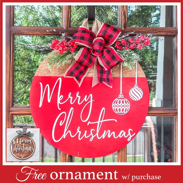 Christmas Door Hanger | Front Door Decor | Wood Door Hanger | Christmas Wreath