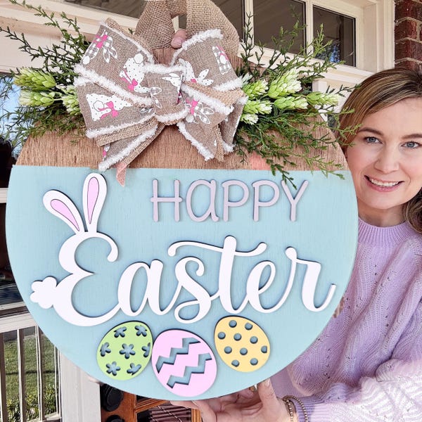 Percha de puerta de Pascua / Decoración de puerta de entrada con feliz Pascua / Corona de puerta de entrada de Pascua / Percha de puerta de primavera