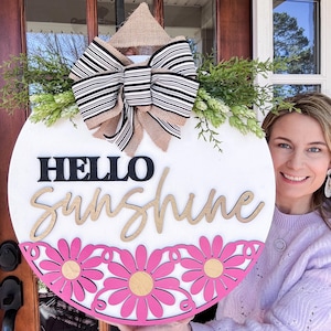 Hello Summer Door Hanger | Spring Front Door Decor | Spring Front Door Wreath | Spring Entry Way Decor