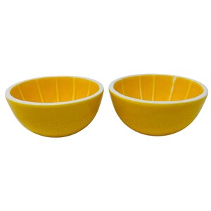 Mid-Century Knobler Japan Lemon Fruit Bowls | Pair | 1960s Trompe L’Oeil Majolica | Realistic Citrus Art Pottery