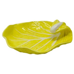 Mid-Century Secla Portugal Yellow Cabbageware Leaf Dish | Rare Model P2518 | Hollywood Regency Majolica