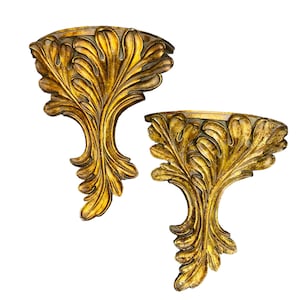Vintage Gold Leaf Wall Sconces a Pair
