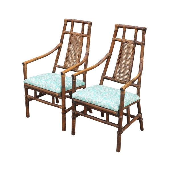 Vintage Bamboo and Cane Back Chinoiserie Chairs by American of Martinsville - a Pair