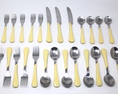 1980 39 s Fiesta Yellow Flatware by Homer Laughlin - Set of 25