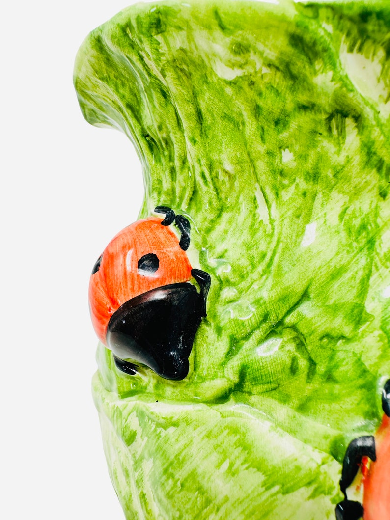 Vintage Italian Valli Ceramiche Ceramic Cabbage Pitcher With Ladybugs ...