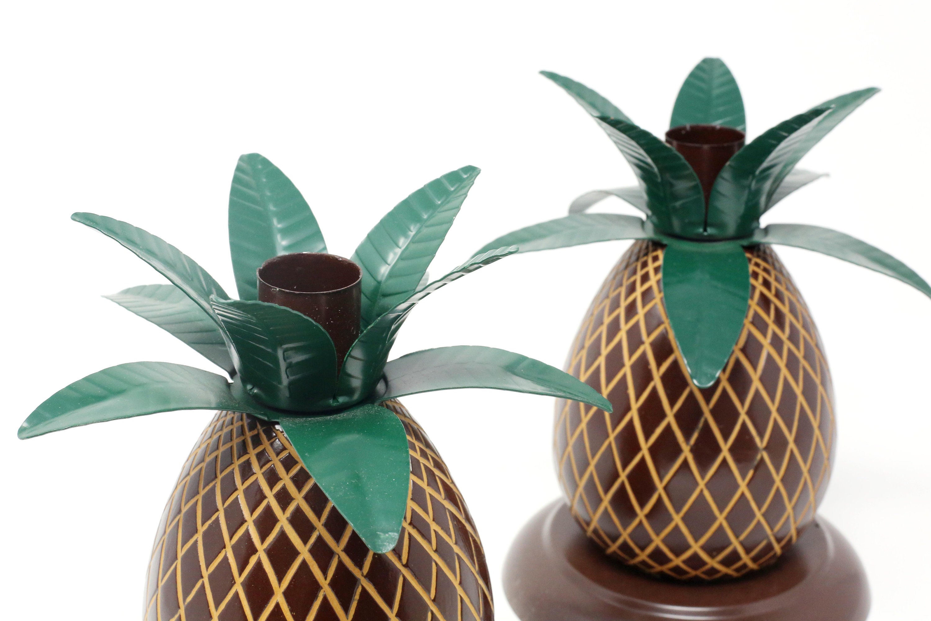 Vintage Metal Pineapple Candle Holders a Pair Etsy