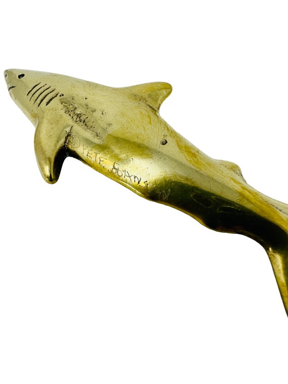 Vintage Signed Pete Johnston Brass Shark Belt Buc… - image 7
