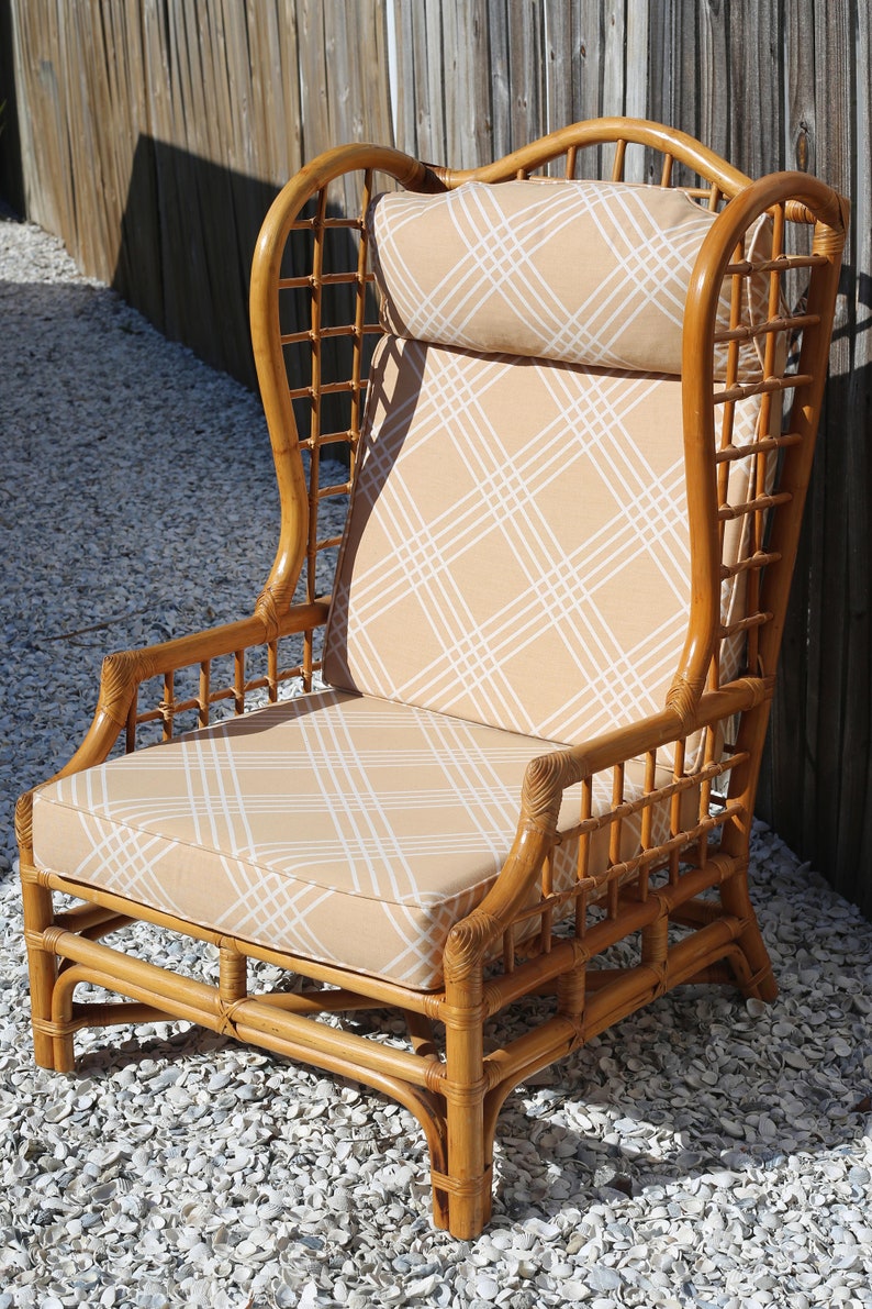 Vintage Rattan Wingback Chair Etsy