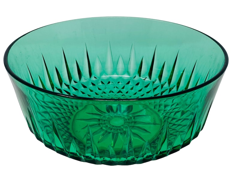 Vintage Arcoroc Emerald Green Glass Salad Serving Bowl Made in Etsy