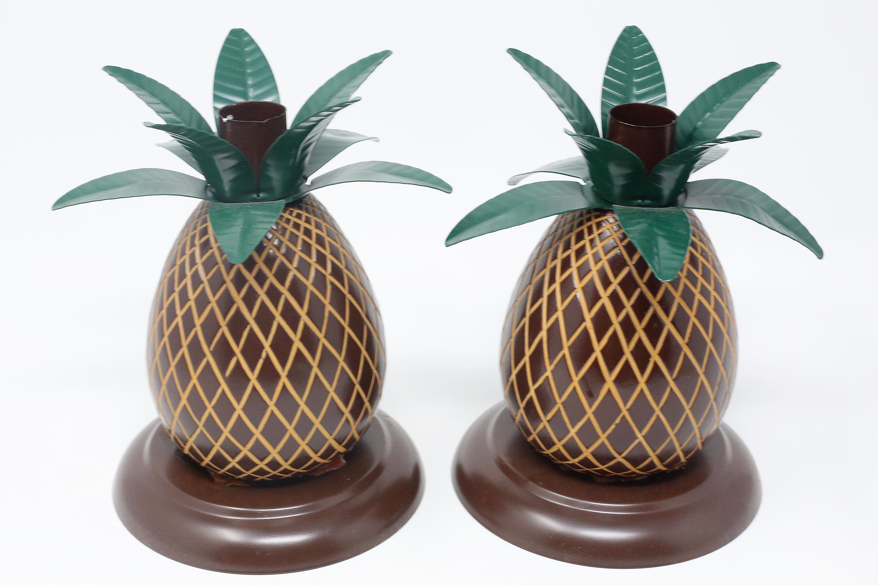 Vintage Metal Pineapple Candle Holders a Pair Etsy