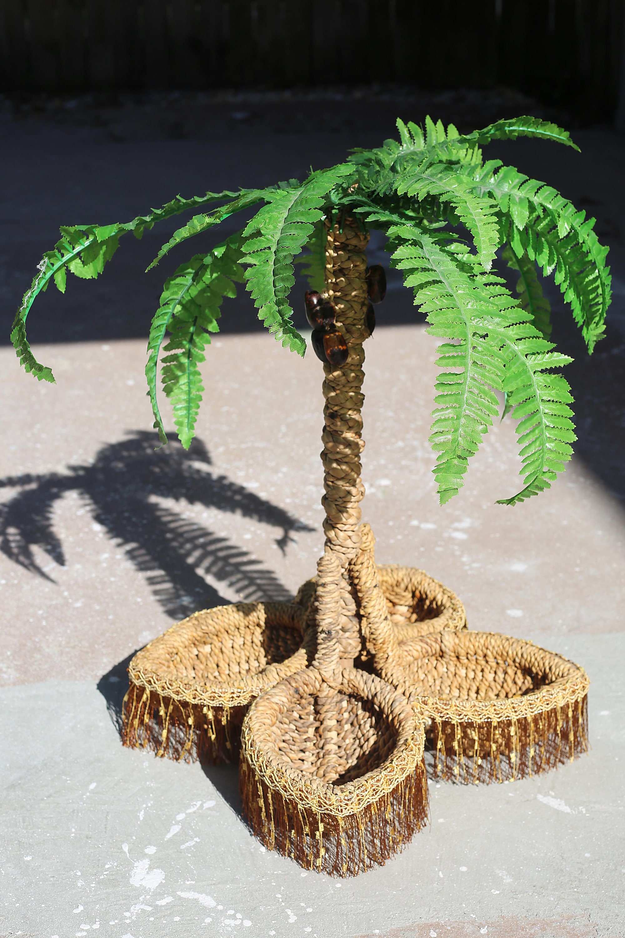Vintage Wicker Coconut Palm Tree Basket Etsy