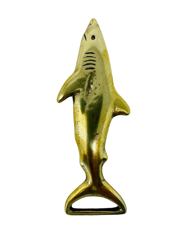 Vintage Signed Pete Johnston Brass Shark Belt Buc… - image 4