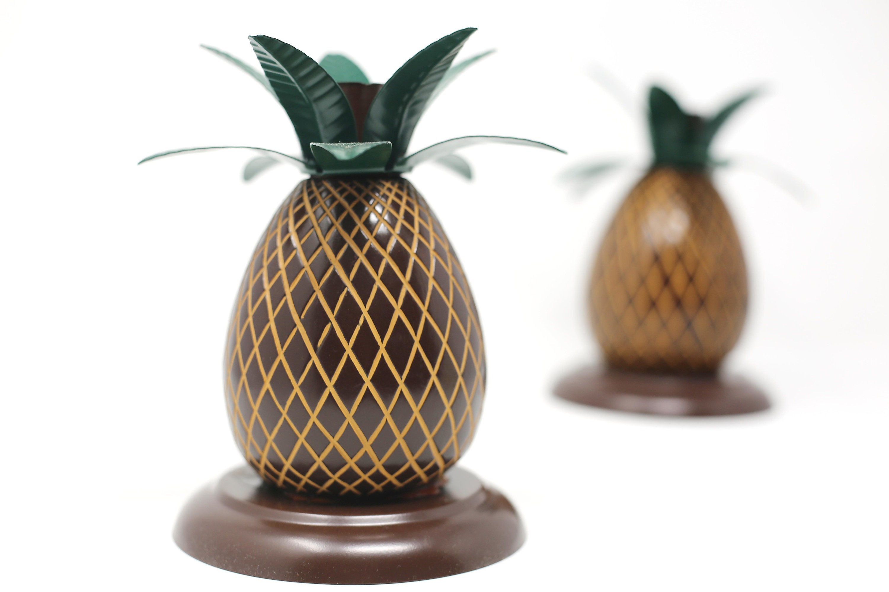 Vintage Metal Pineapple Candle Holders a Pair Etsy