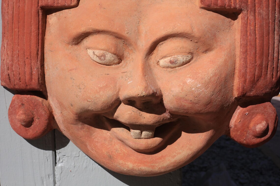 Primitive Terracotta Face and Monkey Wall Sculpture Etsy