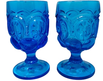 LE Smith Moon & Stars Blue Goblet - Etsy
