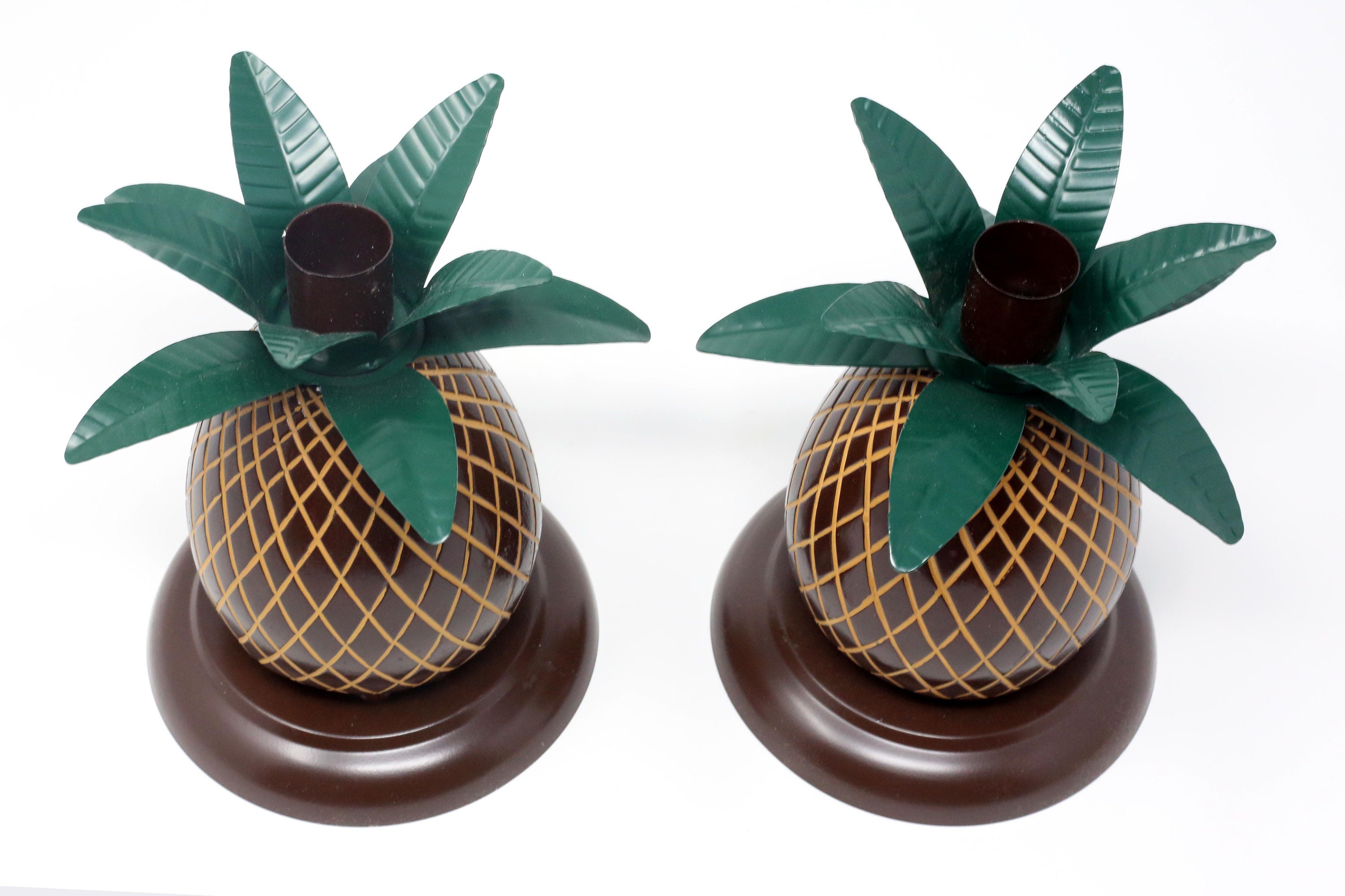 Vintage Metal Pineapple Candle Holders a Pair Etsy