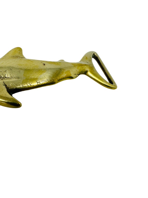 Vintage Signed Pete Johnston Brass Shark Belt Buc… - image 5