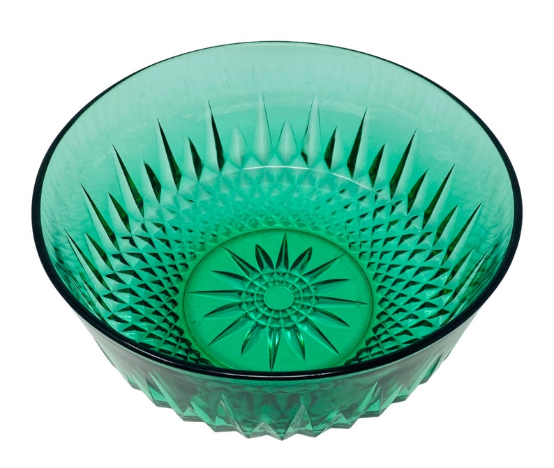 Vintage Arcoroc Emerald Green Glass Salad Serving Bowl Made in Etsy