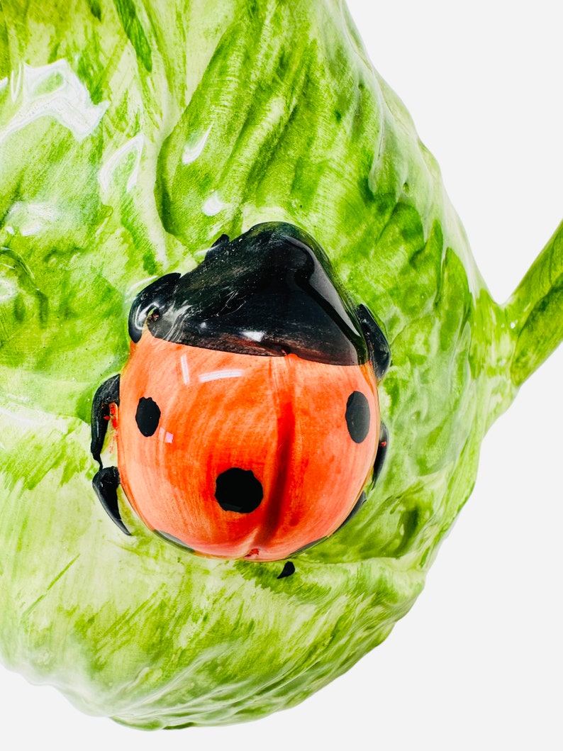 Vintage Italian Valli Ceramiche Ceramic Cabbage Pitcher With Ladybugs ...