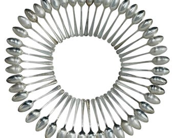 Vintage Victor S. Co. A1+ Silverplate Demitasse Spoons (x47) | 1920s 1930s Randolph INS283 Pattern | Hotel Silver Coffee Spoons