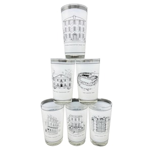 Vintage Charleston South Carolina Tourist Frosted Collectible Glasses Set of 6