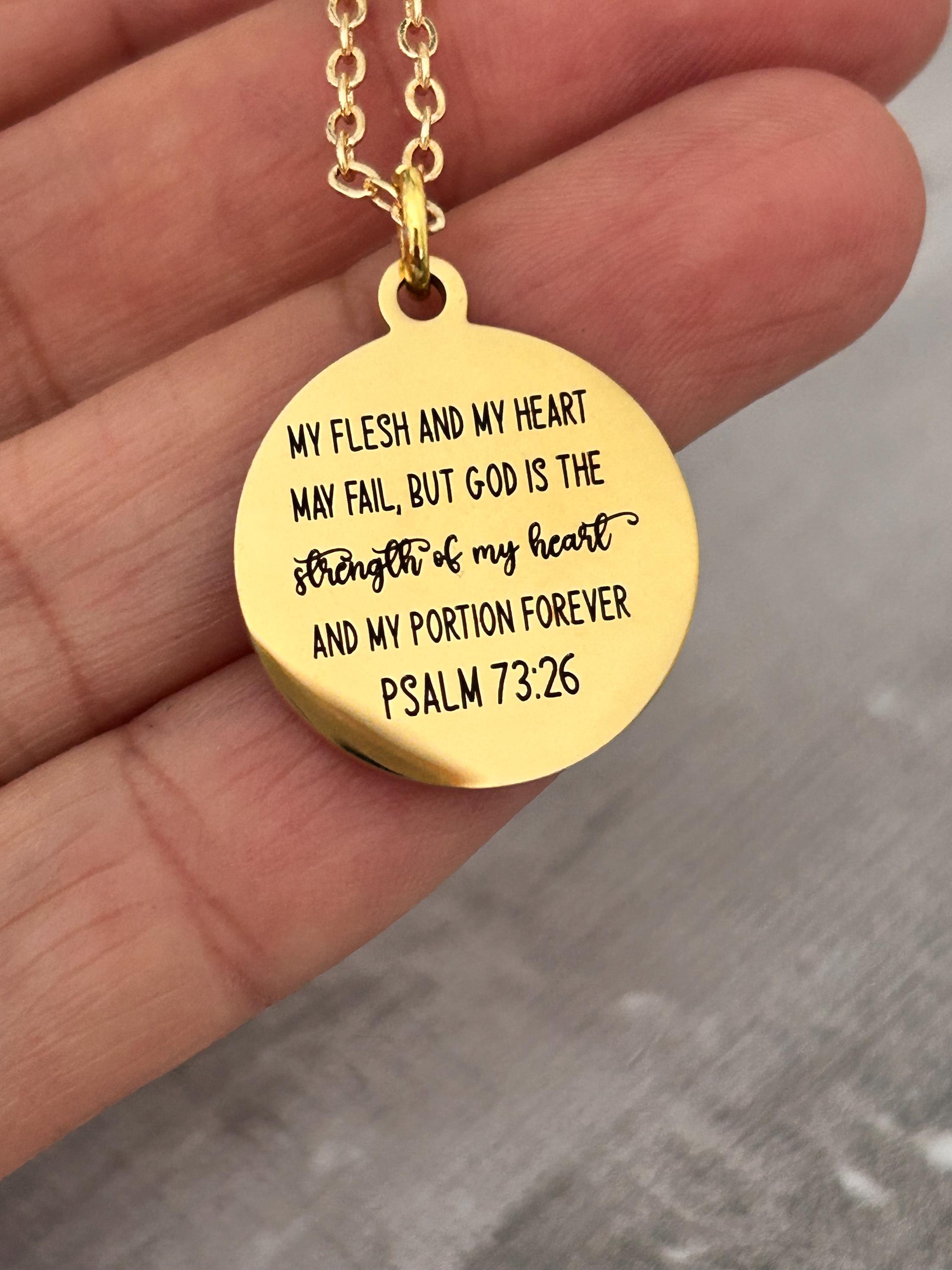Psalm 73:26 But God Bible Verse Necklace, My Flesh and My heart may fail, Christian Gifts, Scripture Jewelry, Get well motivational gifts