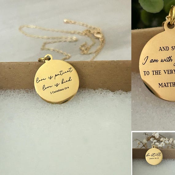 Personalized Bible Verse Necklace Christian Jewelry Faith Necklace Scripture Quote Charms Baptism Christian Gifts Custom Birthday Gift Etsy