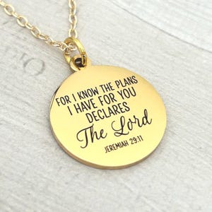 Denn ich kenne die Pläne, die ich für Sie habe Bibel-Vers-Halskette Jeremia 29:11, christliche Geschenke, Schriftschmuck, Motivationsgeschenke, Taufe