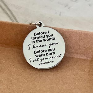 Before I formed you in the womb bible verse Necklace, Christian Gift, Jeremiah 1:5 Scripture, New Mom, Choose Life, Pregnancy Gift, Adoption